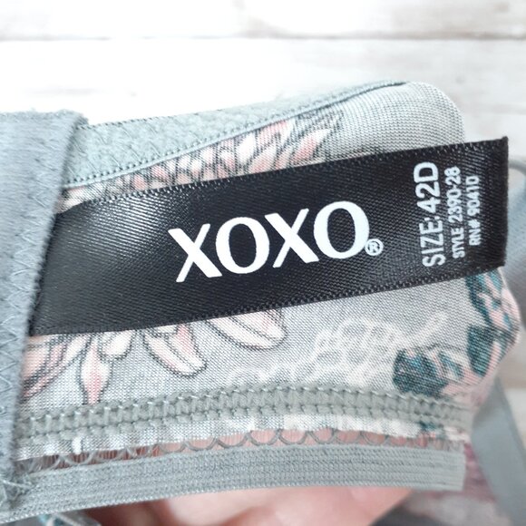 XOXO Womens Padded Push Up Bra 42D Gray Pink Floral Lace Edge 927 - Picture 3 of 4